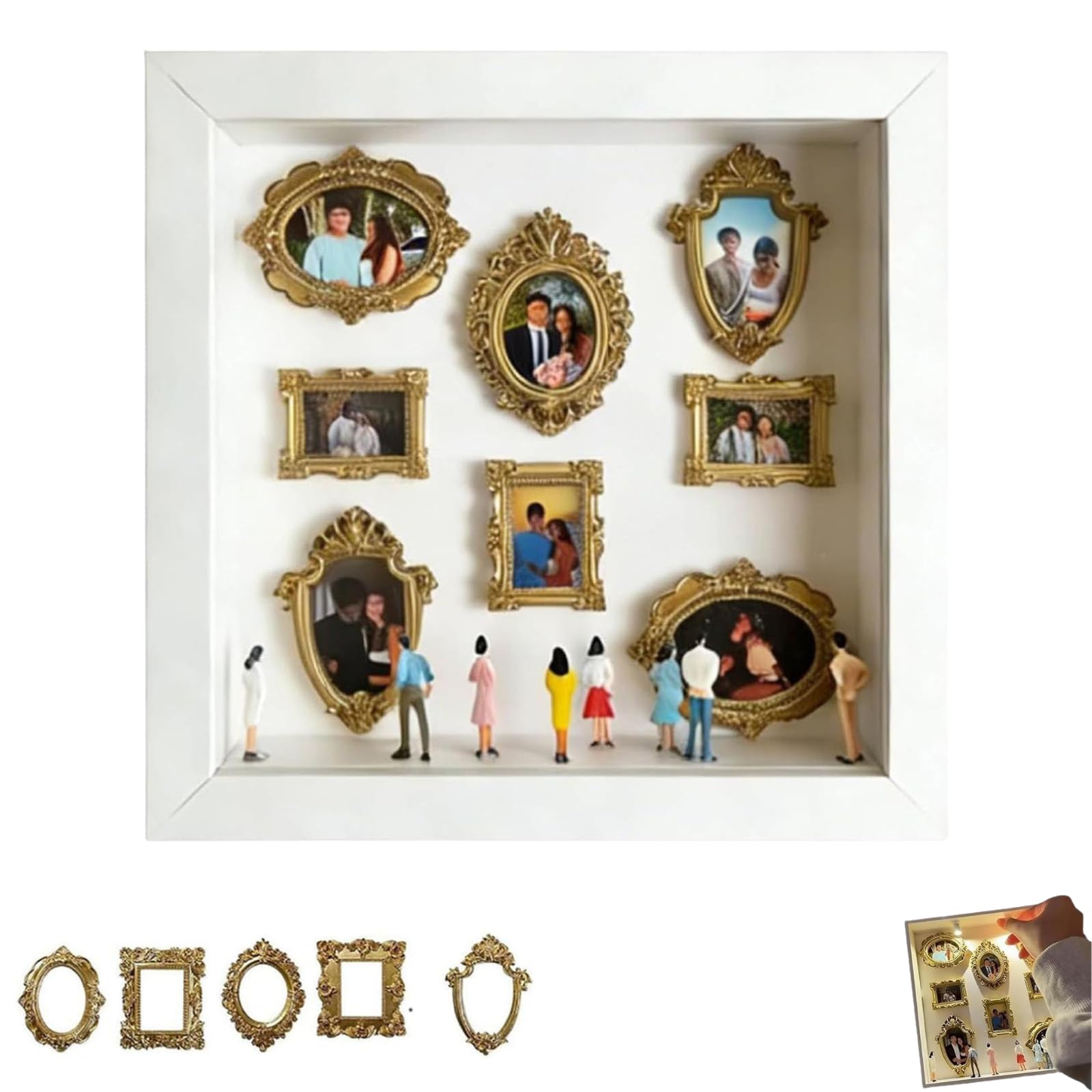 DIY Mini Museum Silhouette Box, Mini Museum Frames met 8 Gouden Mini