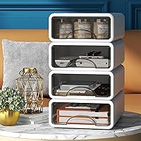 Vista 5 de Desk Organizer with Drawers, Stackable Storage Drawers with Compartments Desktop Organization for Office Supplies, Makeup, Pencils, Tape, Erasers