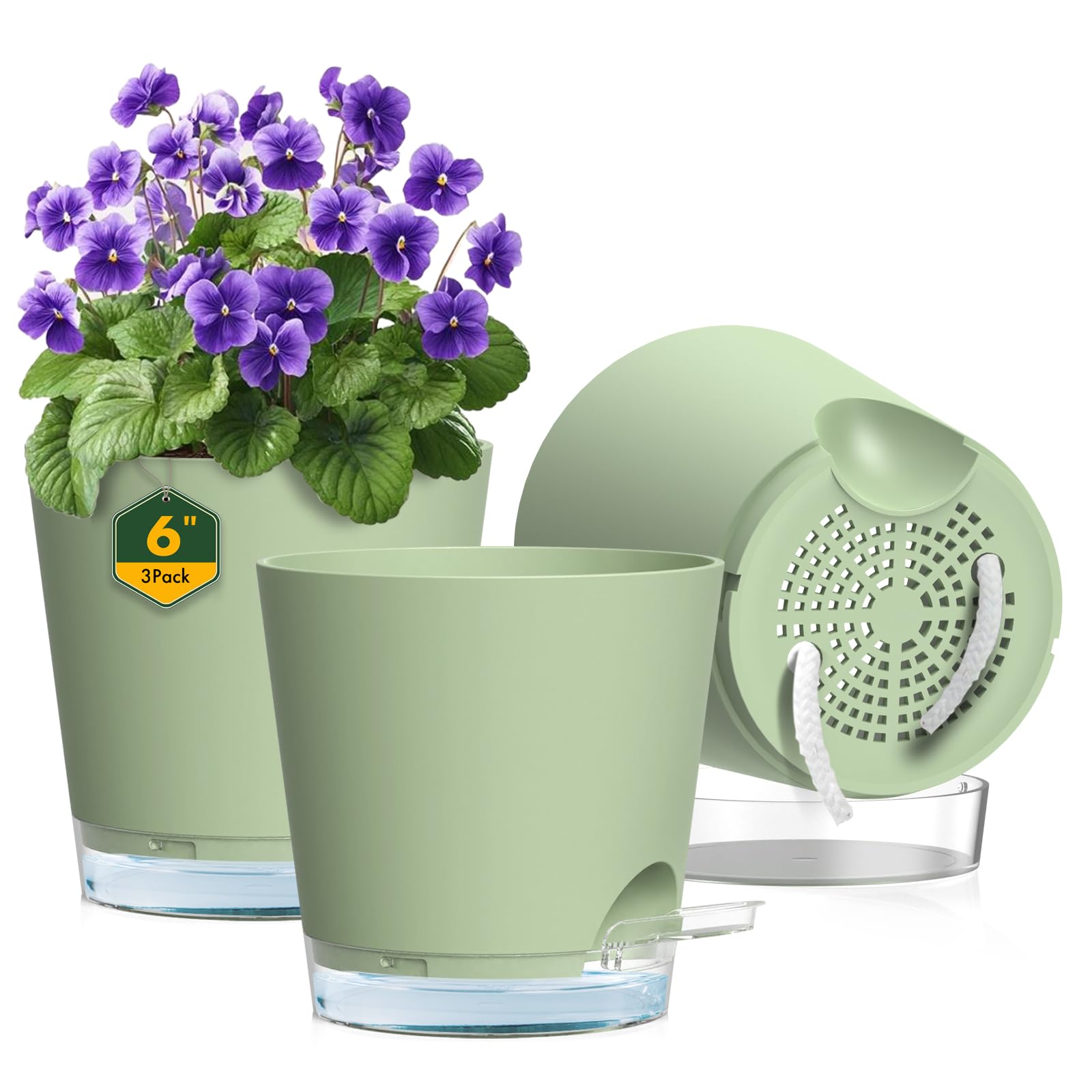 Meowell 6 inch Self Watering Pots (3-Pack)