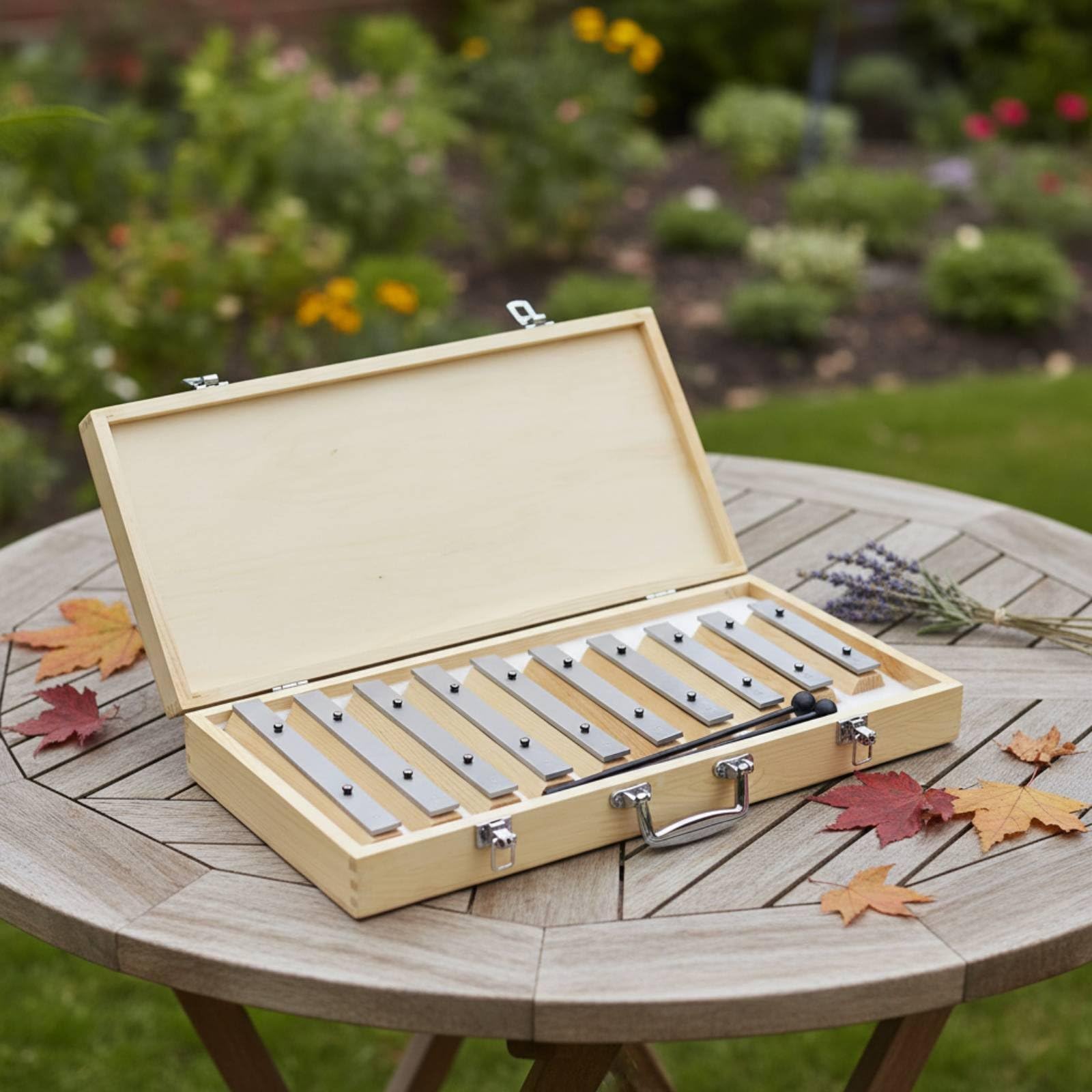 predolo Metalófono de 10 Notas Educativo Barras de Tono en Caja de Madera Campanillas de Metal con Bloques Individuales para Principiantes