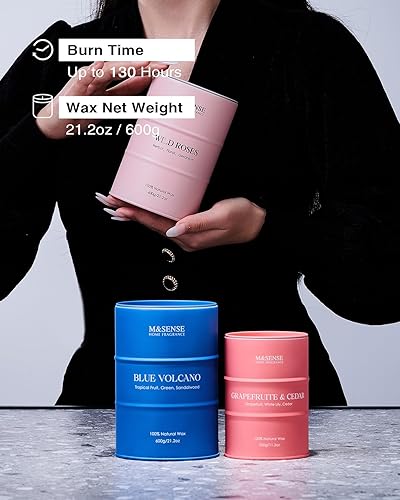 Miniatura 6 de M&SENSE Wild Rose - Vela perfumada natural grande de 120 horas de larga duración, velas de soja de 21.2 onzas, velas de aromaterapia de lujo para