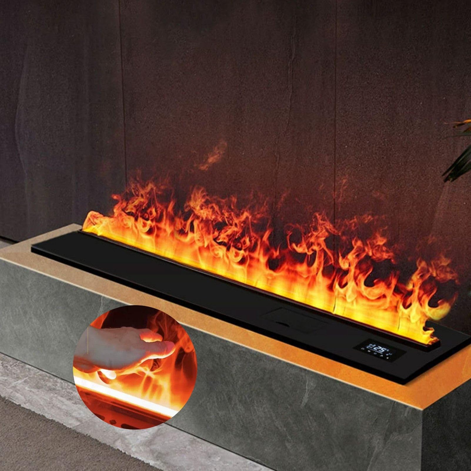 Camino a vapore con 9 colori, effetto fiamma realistico 3D atomizzato ultra silenzioso per sfondo muro, telecomando,80cm