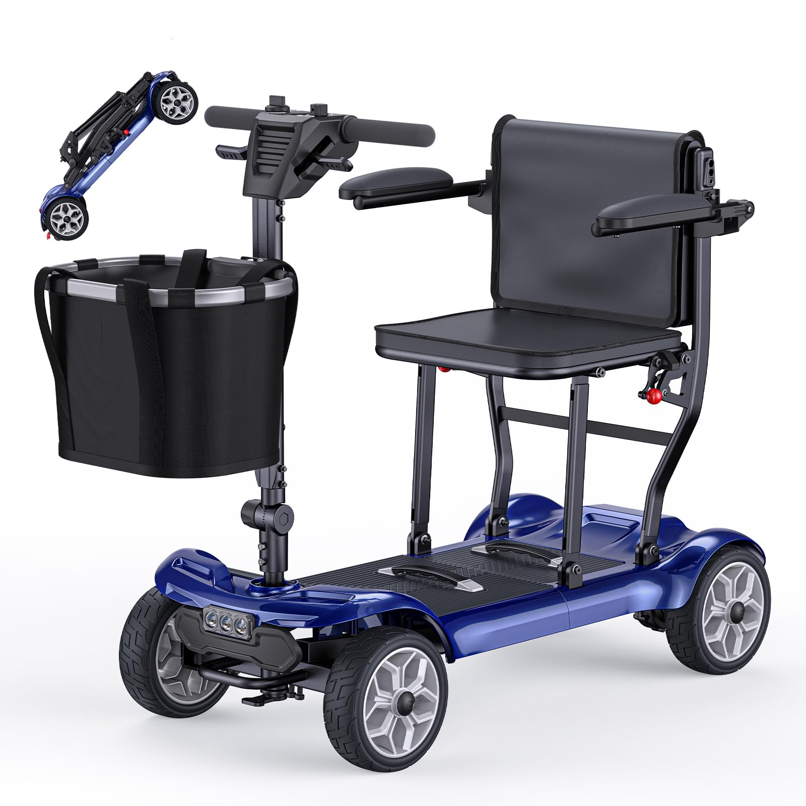ENGWE Scooter de Movilidad, 20kg Ligero Plegable para Adultos y Personas Mayores, 38km de Autonomía, con Baterías de Litio Extraíbles de 240 Wh*2 (Azul)
