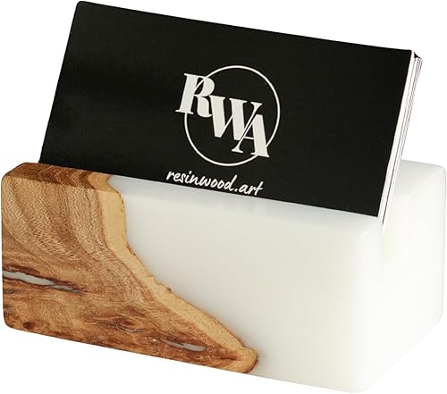 RWA Luxury Business Card Holder for Desk – Elegant Business Card Organizer for Men Women – Slim Card Display Stand Index Credit Card Holder for