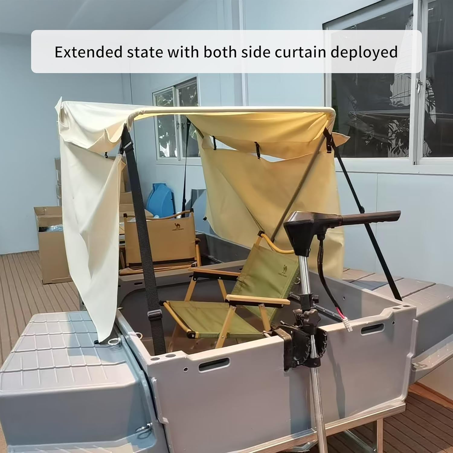 Fishing Boat, Folding Pontoon Boat, Fits in Trunk - Portable Modular Kayak, Seats 2-6, Motor-Ready, Sturdier Than Inflatable Boats - Ideal for Lure Fishing, Hunting, Rowing, Travel, Rescue