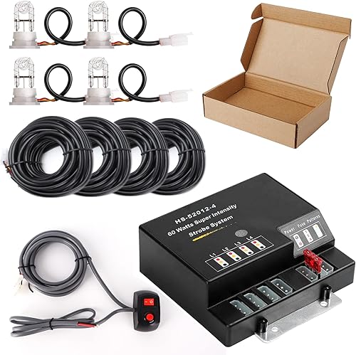 Miniatura 7 de Hideaway - Kit de 4 luces estroboscópicas HID, 13 modos intermitentes, función de recuperación de memoria, cable de alimentación de 16 pies con