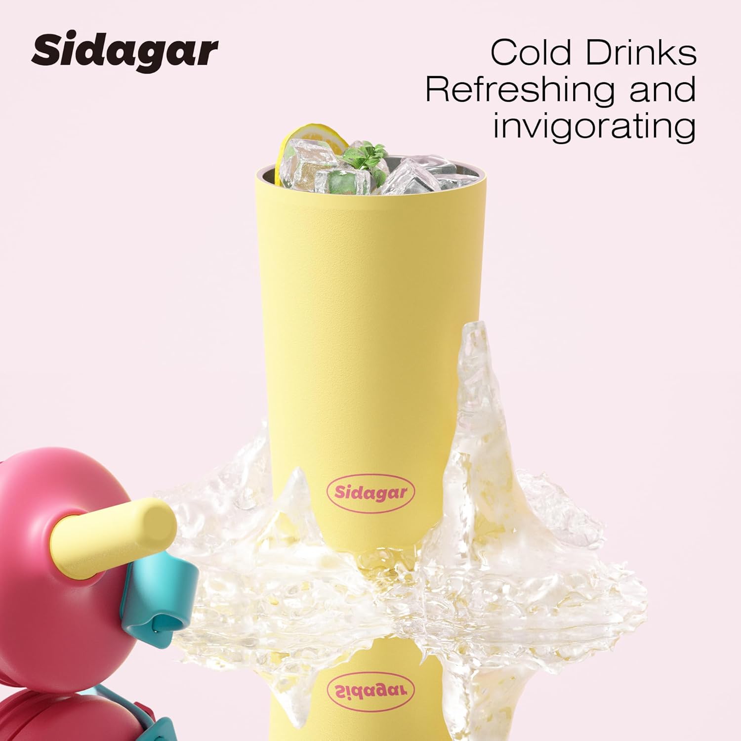 16 oz Coffee Tumbler, Stainless Steel Leak proof Travel Mug, Insulated Coffee cup with Lid and Straw, Drinks Flask for Women yellow - Image 3