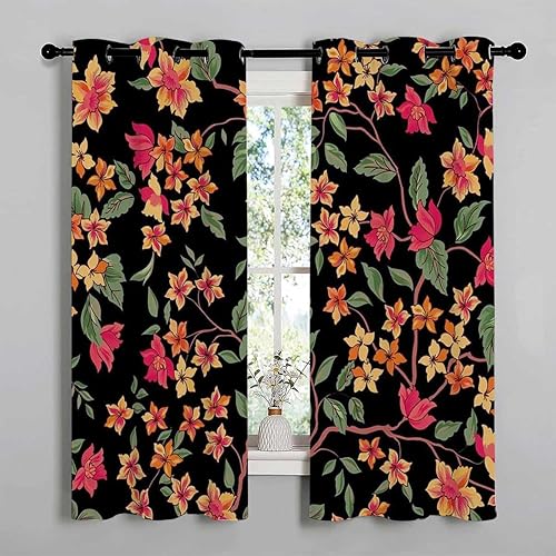 Miniatura 2 de YANFENQI Cortinas para Sala Dark Floral Grommet Short Divisor De Habitaciones Window Noise Blocker 55Inch Width by 55Inch Length,2 Panels