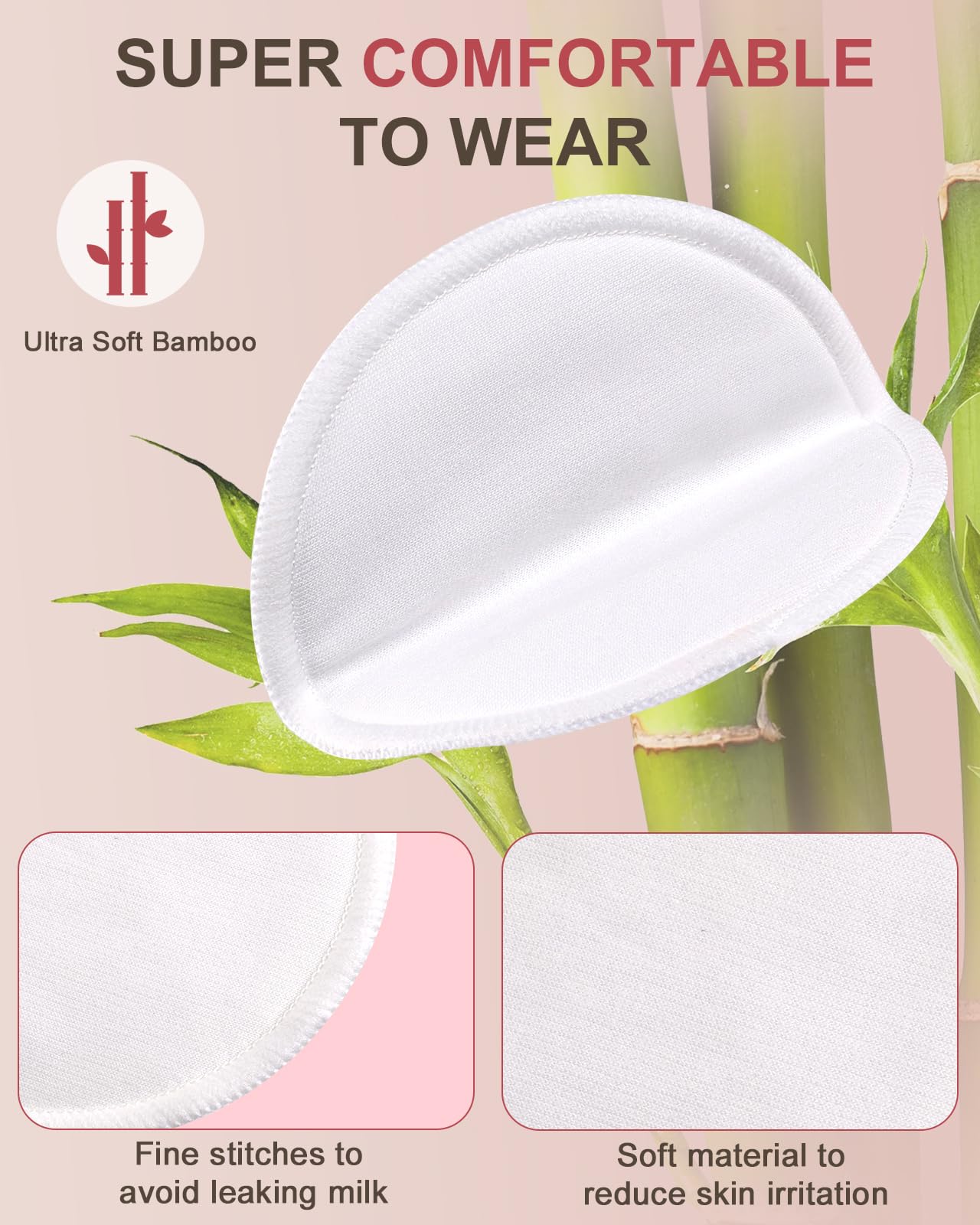 12 pcs (6 works) Nursing Pads Set Nursing Pads Washable Organic Bamboo Nursing Pads Reusable Nursing Pads Washable Soft Absorbent Nursing Pads with 1 Laundry Bag and 2 Organza Bags - Image 2