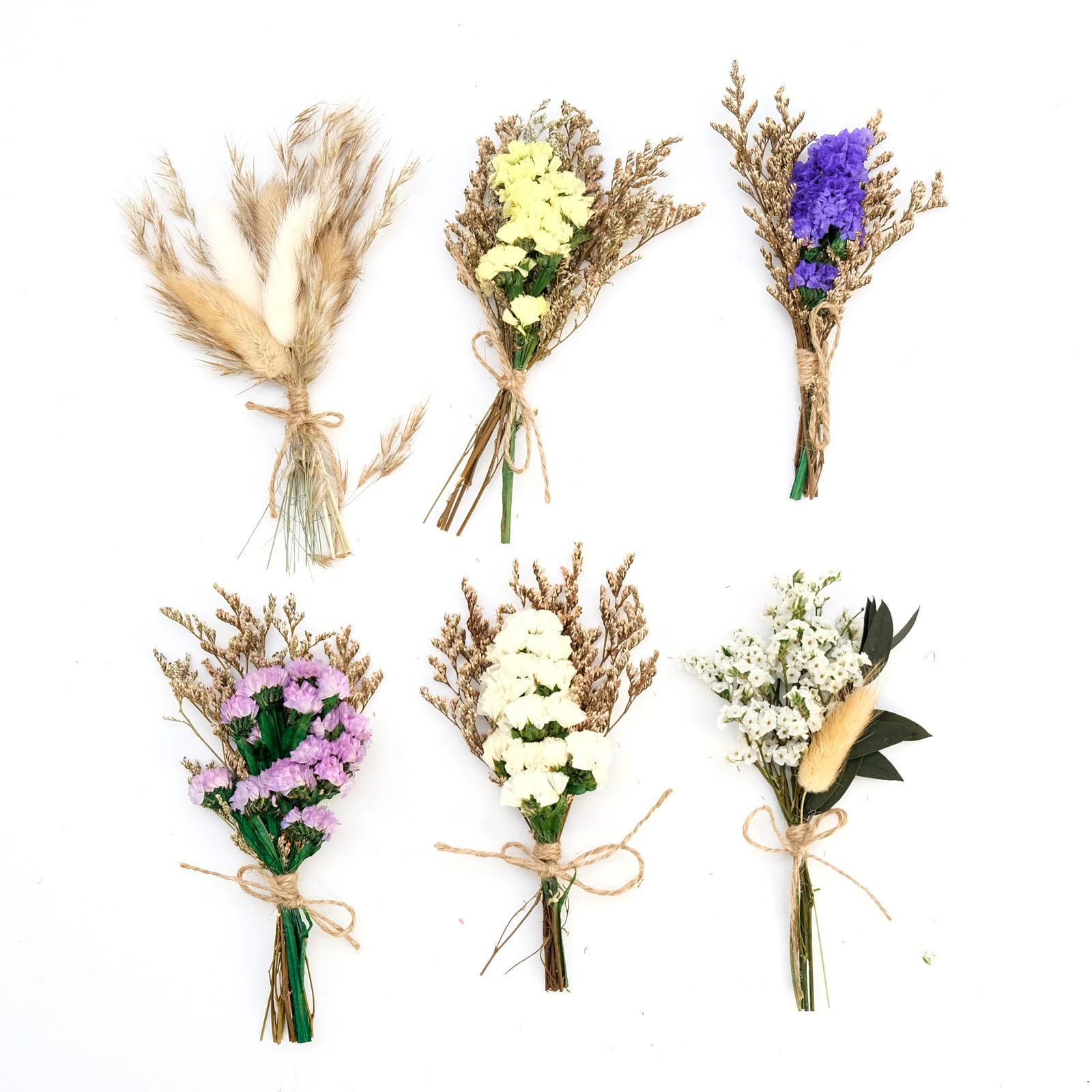6 Pcs Mini Dried Flowers Bouquet, Mixed Natural Dried Flower Plant for DIY Crafts Photo Props Card Scrapbooking Gift Decor