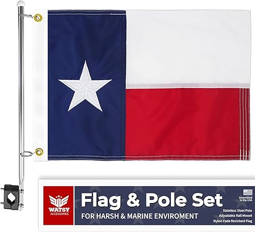 Kit de asta de bandera de barco de 12 x 18 pulgadas con clips bordados, kit de cabina marina bordada, bandera de bicicleta y bandera de carrito de