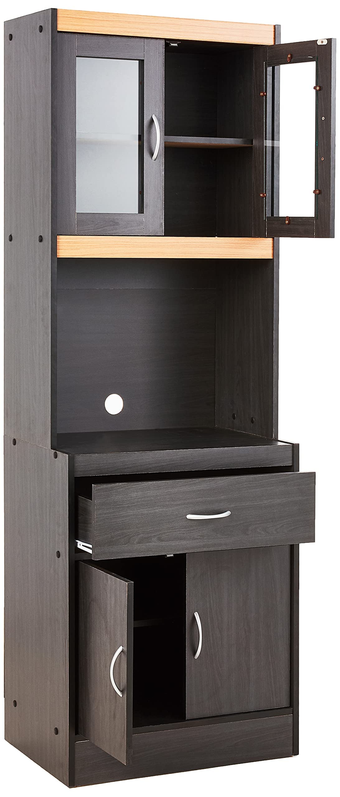 Hodedah キッチンキャビネット チョコレートグレー 引き出し1段 電子