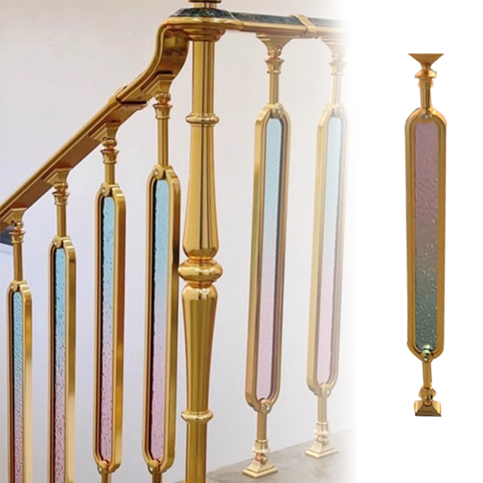 Balaustre d'escalier en aluminium et verre réglable pour rampe moderne de maison, lot de 4 pcs