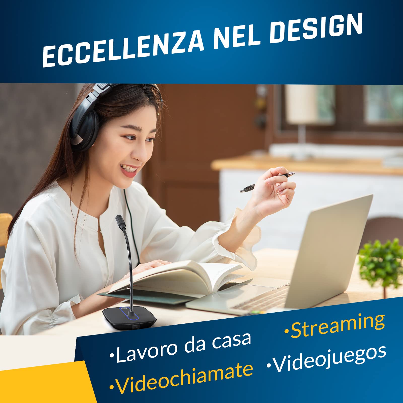 KLIM C4 Microfono per Computer con Pulsante di Silenziamento - Microfono USB per PC e Console - Microfono da Scrivania Professionale con Audio ad Alta Definizione - Compatibile con PC, Mac, Xbox, PS4