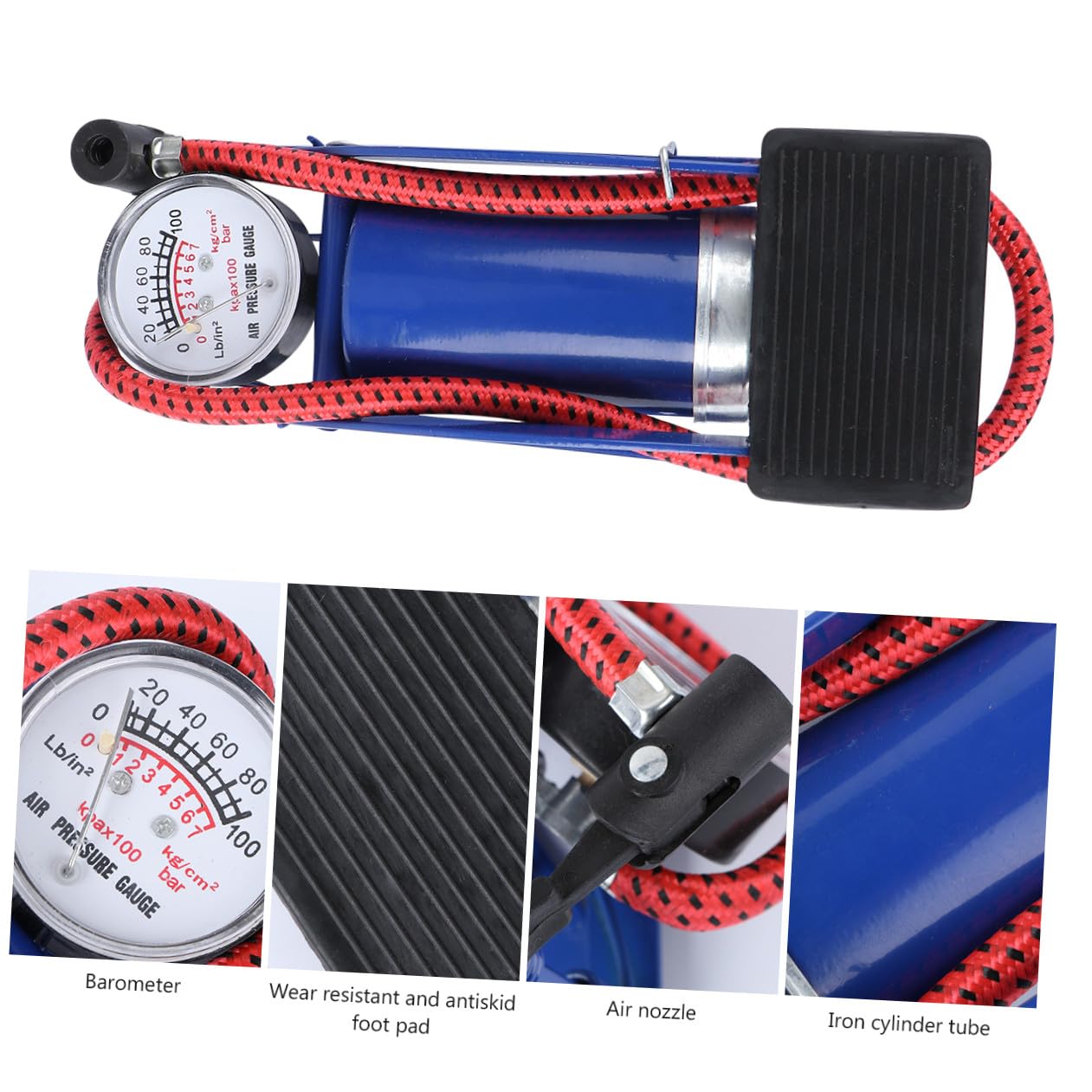 1pezzi Pompa Pneumatica Portatile Per Pneumatici Pompa Piede Alta Pressione Con Manometro Per Auto Biciclette e Leggera e Facile Da Trasportare