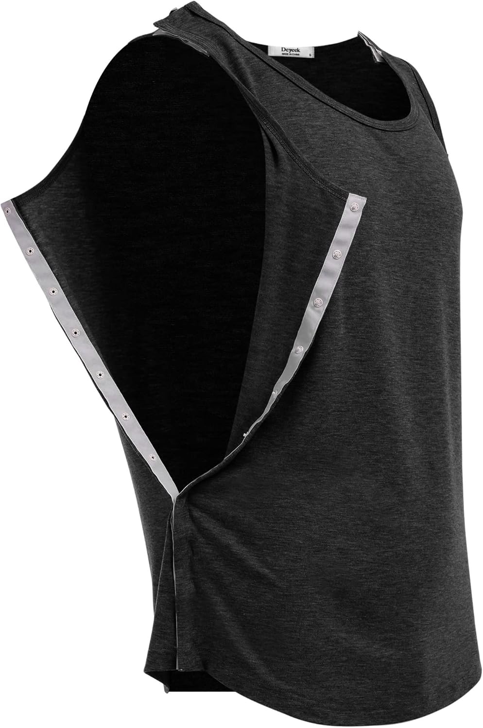 Deyeek Unisex Shoulder Snap-Access Tank Tops Post Surgery Shirts Tear Away Chemo Shirt Clothes After Rotator Cuff Surgery - Image 5