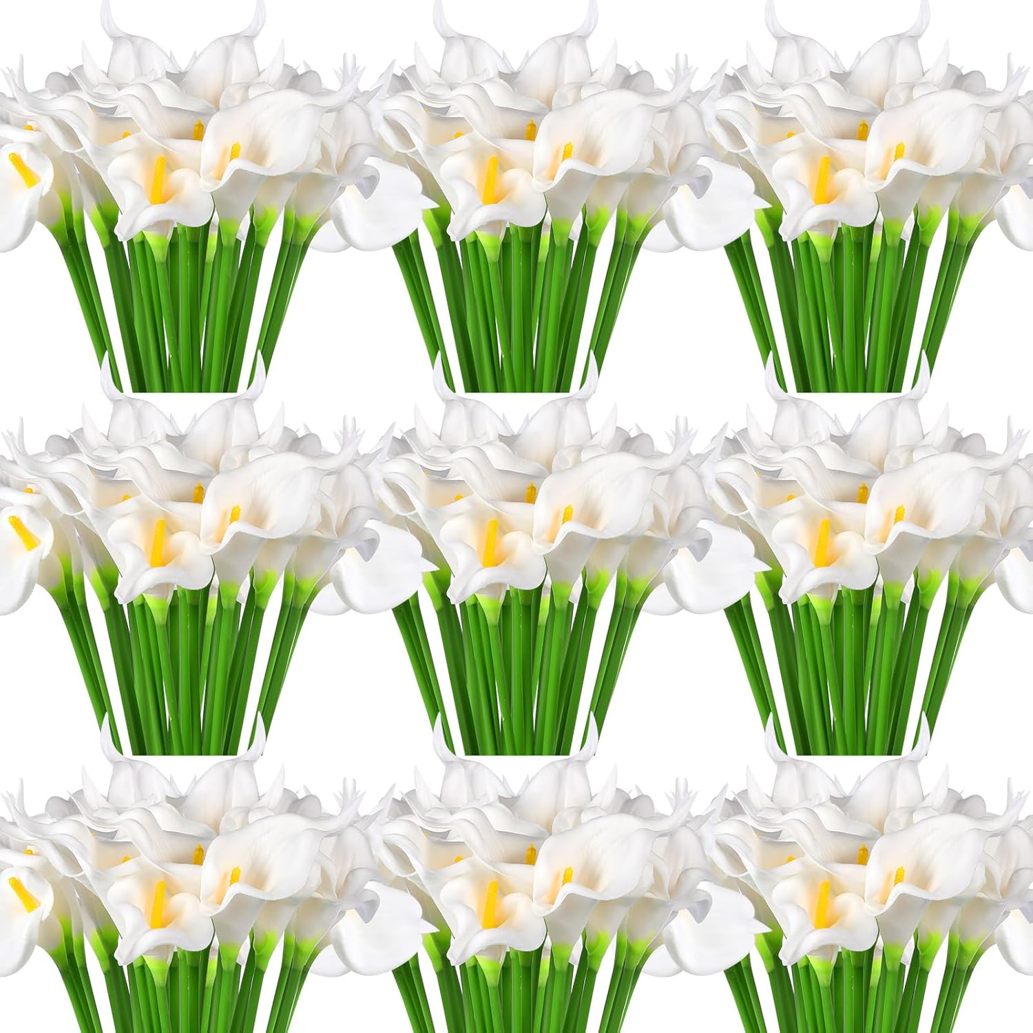 Hanaive 100 Pcs Fake White Calla Lily Flower for Wedding 13.4 Real Touch Artificial Calla Lily Bouquet Faux Flower for Home Kitchen Bride Shower Party Decorations(White)