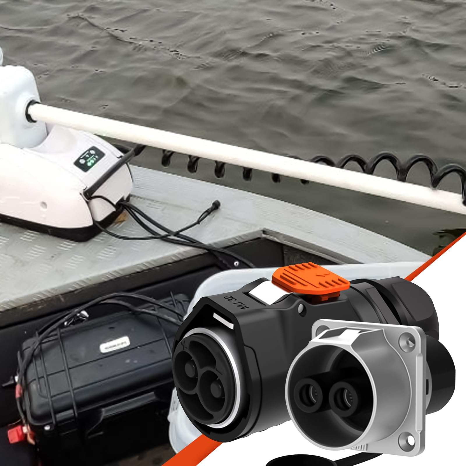 Set di prese per motore per pesca alla traina, spina marina a 2 poli e presa IP67 impermeabile 12/24/36/48 V connettore di alimentazione per motore per pesca a traina per barche marine