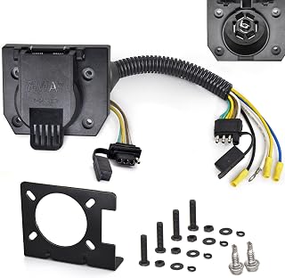 Trailer Adapter - IROMEOU 4 Way Flat to Both 7 Way Round and 4 Way Flat Adaptor Connector with Mounting Bracket for Truck RV(Black)