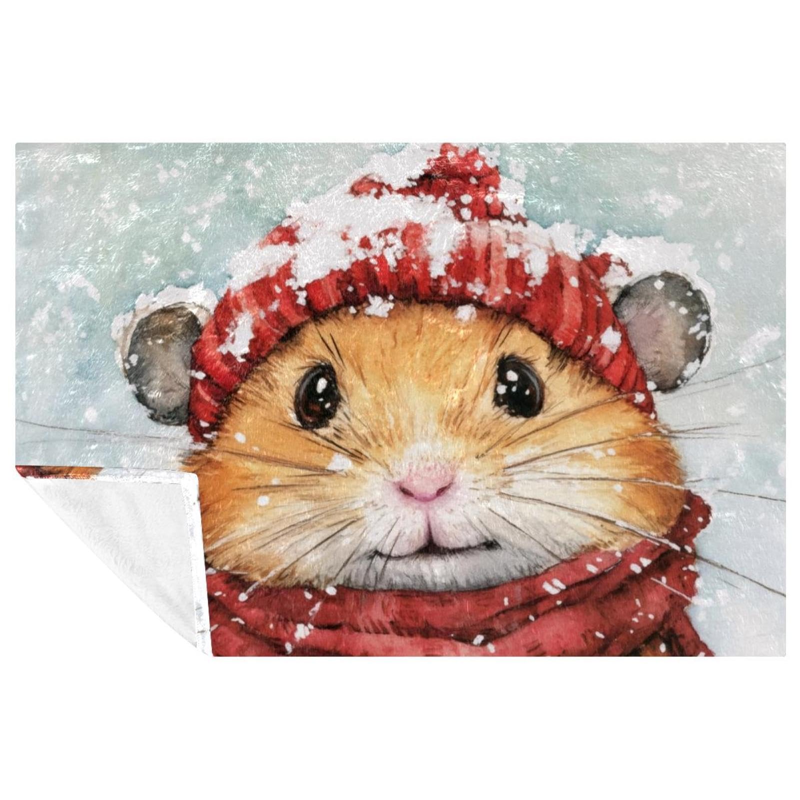 Couverture rouge contre le froid plaid hamster chaud pour lit et canapé