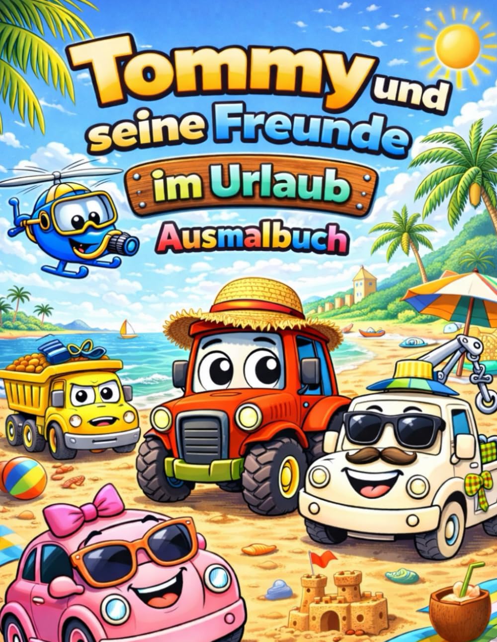 Tommy und seine Freunde im Urlaub – Ausmalbuch: Große Motive für kleine Künstler ab 3 Jahren: Große Motive für kleine Künstler ab 3 Jahren