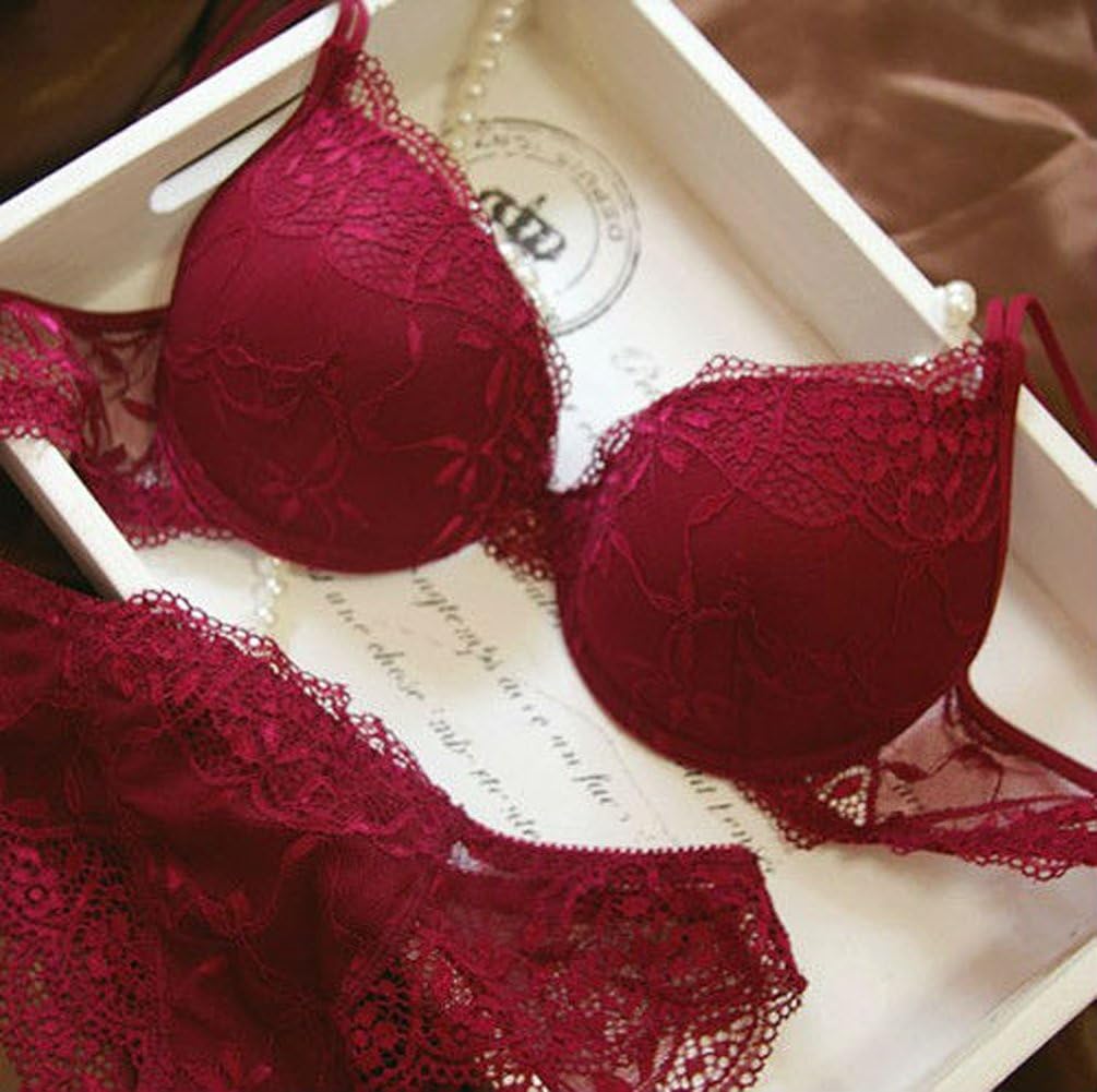 Nanier Women's Solid Lace Push up Bra Set - Image 2