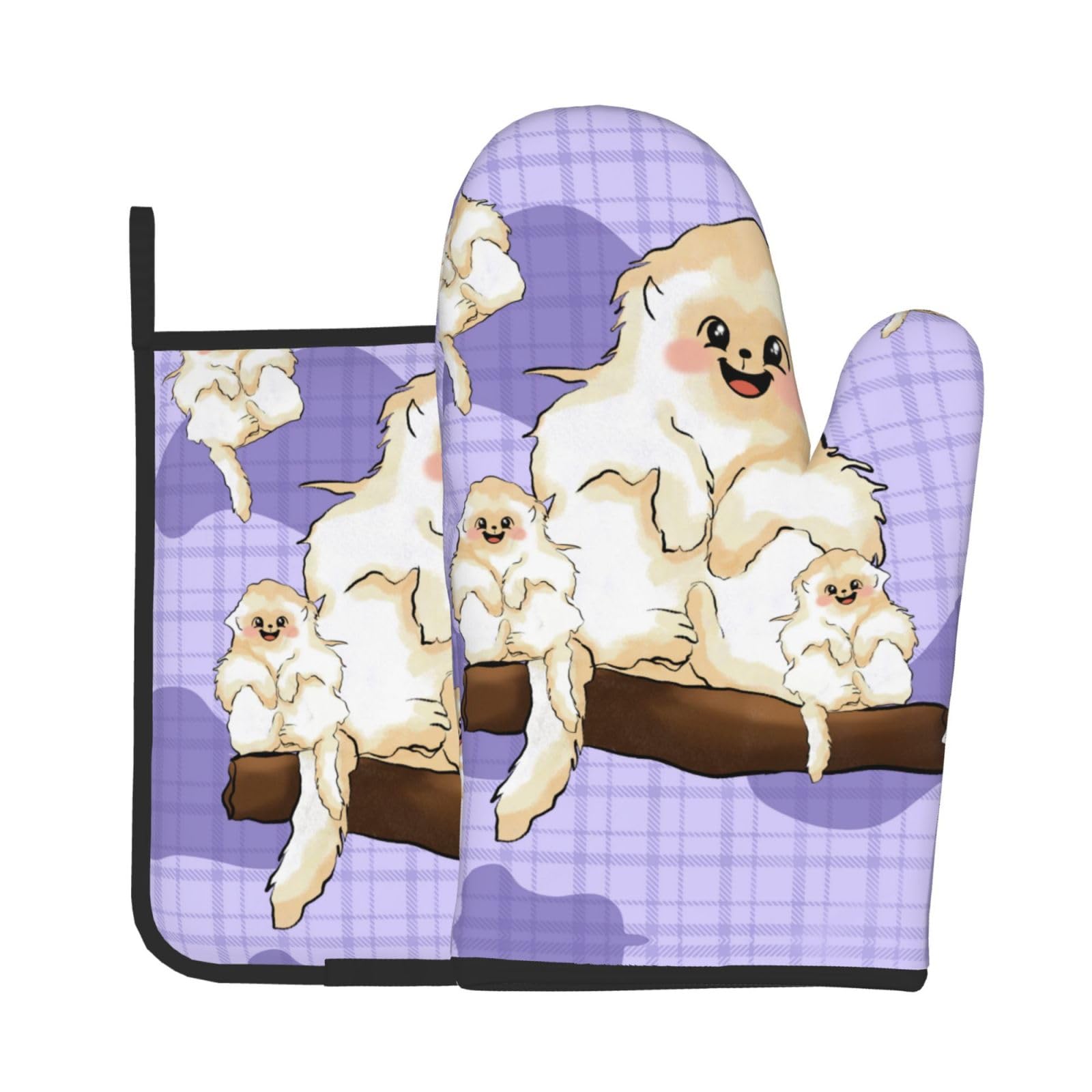 Oven Mitts and Potholders Set of 2 for Kitchen Baking Cooking GrayCute Golden Monkey Thick and Durable