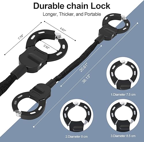 Miniatura 4 de Cerradura de scooter eléctrico, cerradura de cadena antirrobo de alta resistencia con llave, accesorios para bicicleta, bicicleta eléctrica,