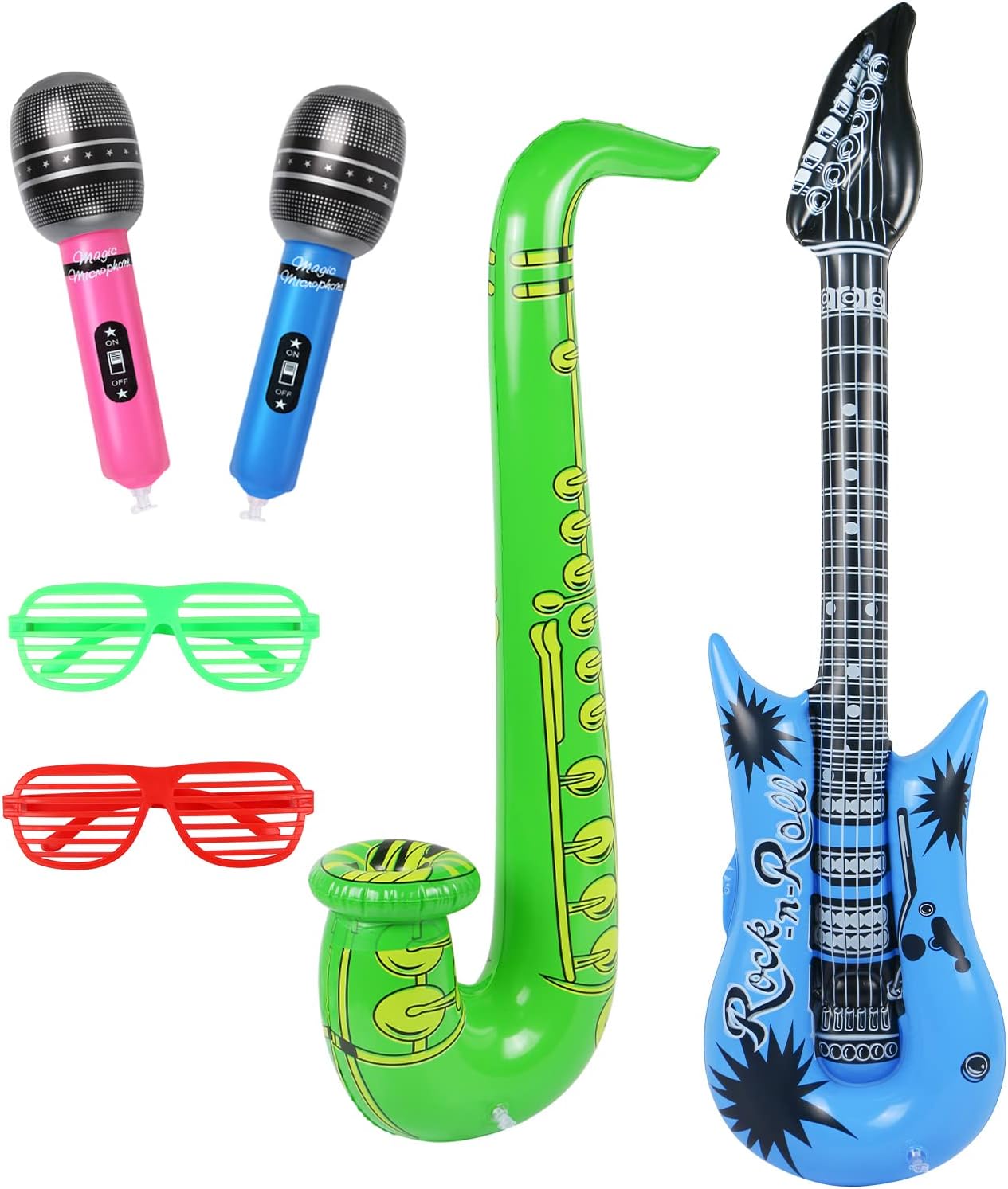 Bulk Inflatable Instruments Blow Up Fake Guitar Bulk Pack 40-Pack Inflatable Rock Star Guitars ...