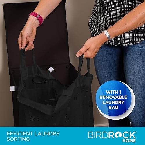 Miniatura 5 de BirdRock Home - Cesta para la ropa sucia, color rosa y azul, Sencillo, individual, Rosado