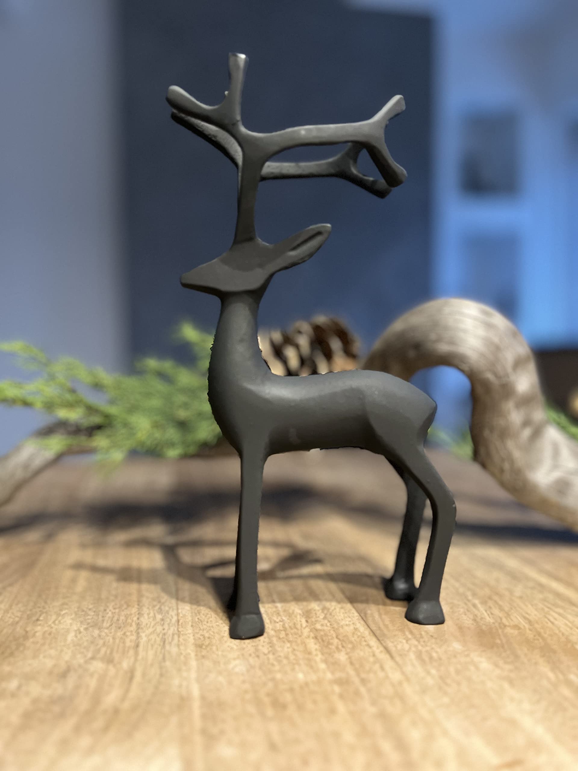 Brandsseller Decorazione natalizia a forma di renna, in alluminio dorato, 15 cm