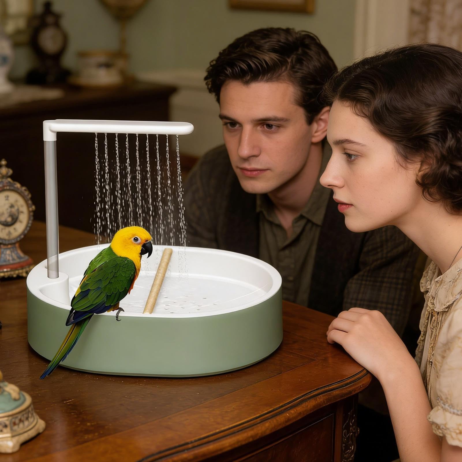 Baño Interior para Aves Bañera de Flujo Automático con 26 Agujeros para | Ducha De Agua Automática Loritos Para Conuros, Loros, Periquitos, Agapornis, Guacamayos Y Aves