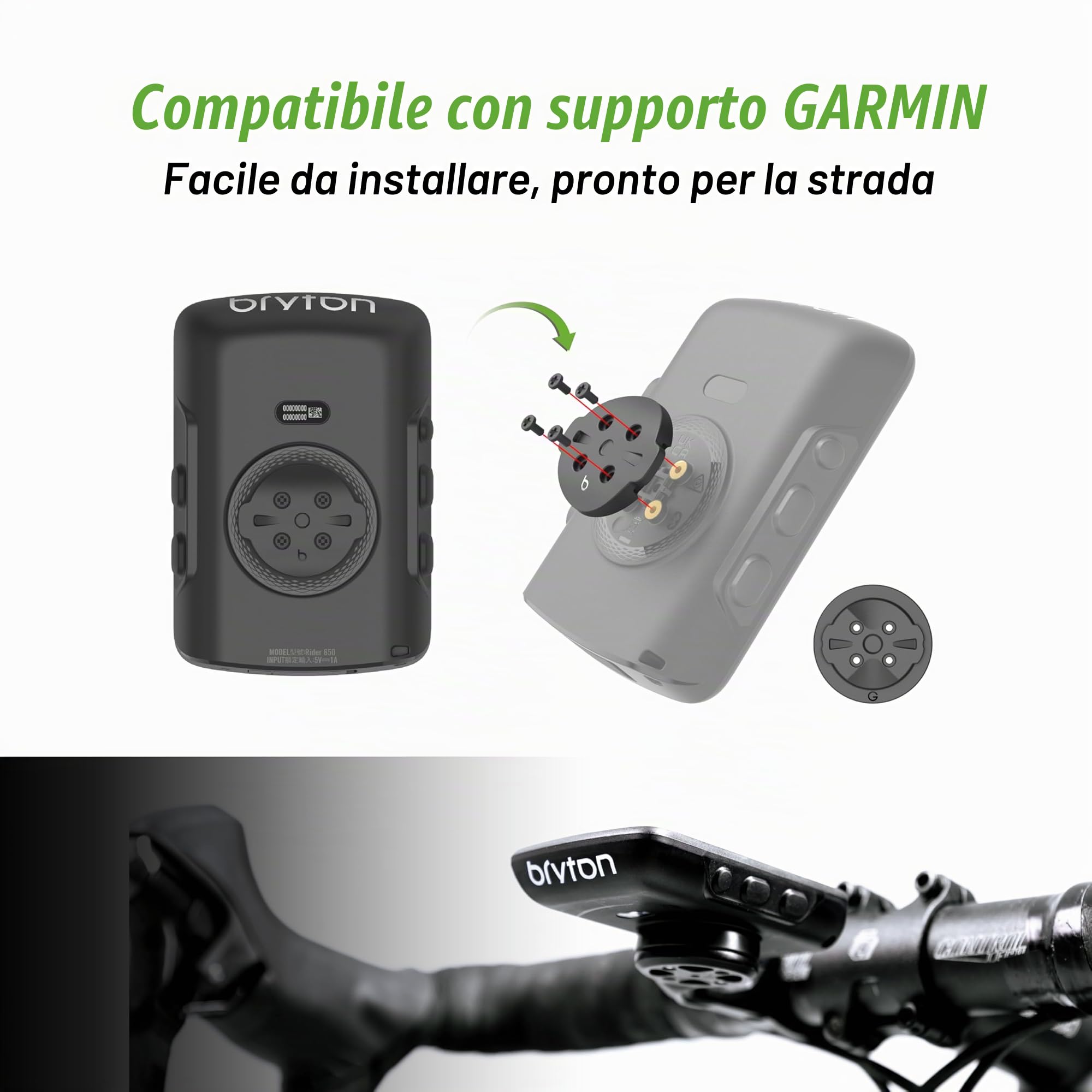Bryton Rider 650/550 GPS Ciclismo Computer, Schermo a Colori 2.8 pollici, Navigazione Turn-By-Turn, Regolazione automatica della luminosità, Bluetooth & ANT+ Compatibile