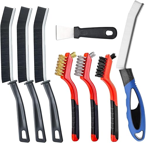 Cepillo de limpieza de hendiduras de cerdas duras, kits de herramientas de cepillo de limpieza de hendiduras para uso doméstico, juego de cepillos