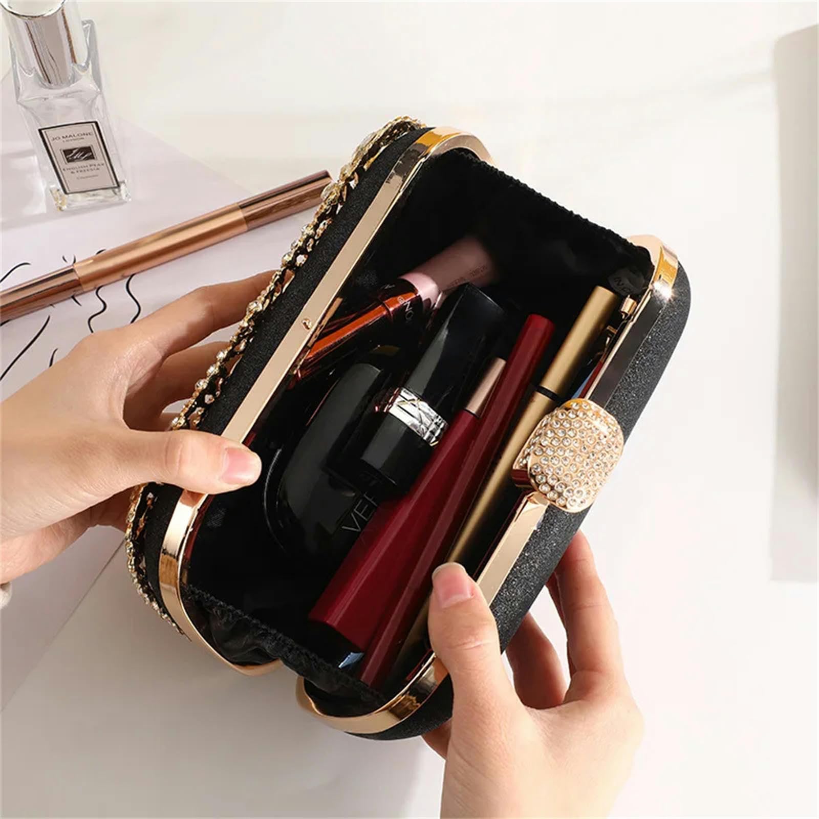 Pochette Donna da Borsa Borse da Sera Mini Hollow Dinner Bags Abito da Donna Clutch Bags Bridal Wedding Banquet Borse A Mano-Champagne