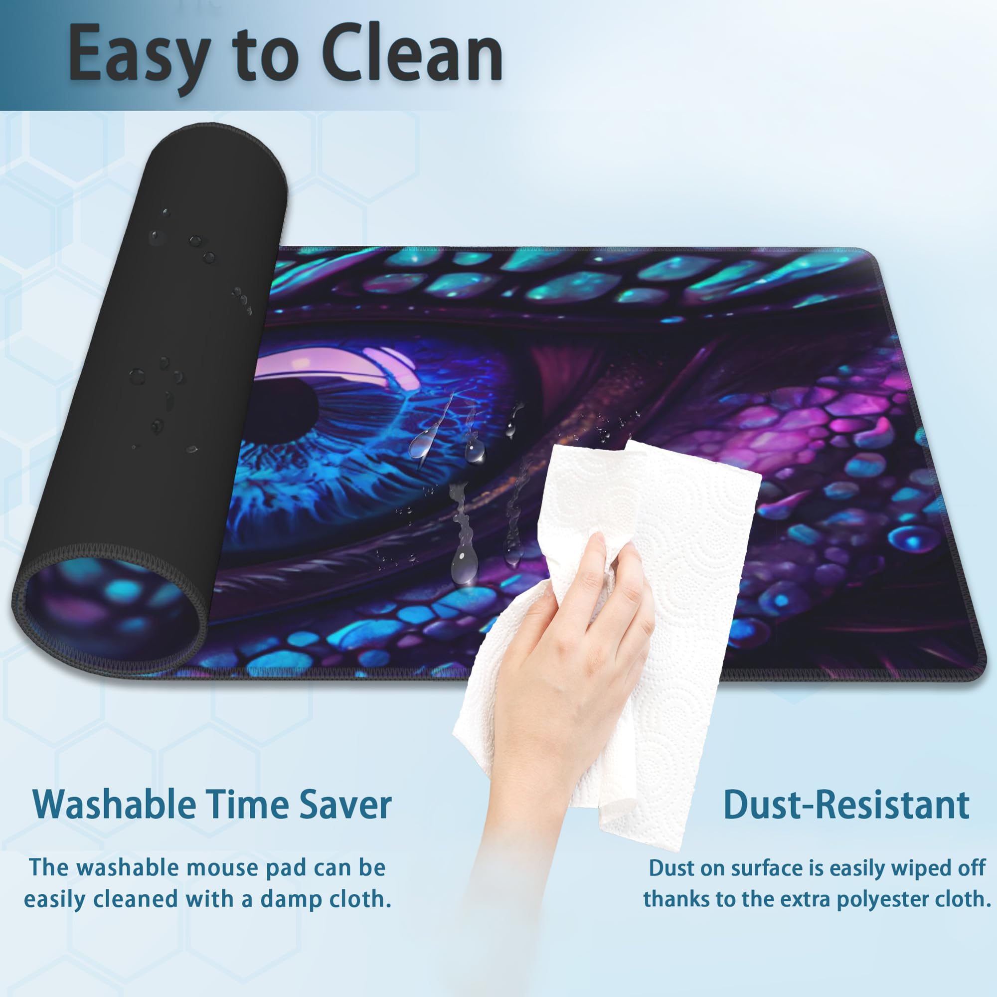 Amazon.co.jp：デスクマット 青と紫 ファンタジー ドラゴンアイ 拡張