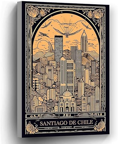 RAXES 8X10 Santiago Chile Tarot Card Travel Line Art 4 Living Dormitorio Oficina Decoración habitación niños impreso foto papel cartel