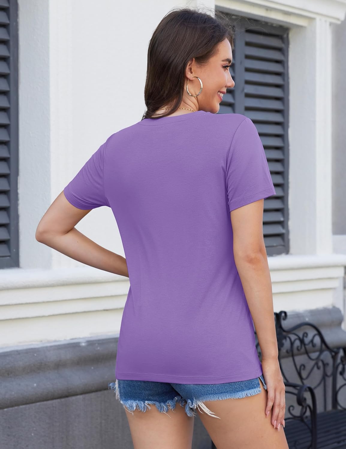 MAGCOMSEN Women's V Neck Tops Summer UPF 50+ Short Sleeve Shirts Basic Tees Casual Soft T Shirts 2025 Trendy Clothes - Image 4