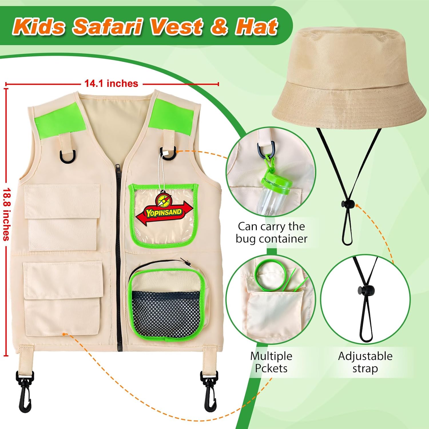 Kids Explorer Kit & Bug Catcher Kit, Kids Camping Gear, Outdoor Exploration Set with Vest & Hat, Backpack, Ideal Outdoor Camping Adventure Toys for Boys Girls - Image 3