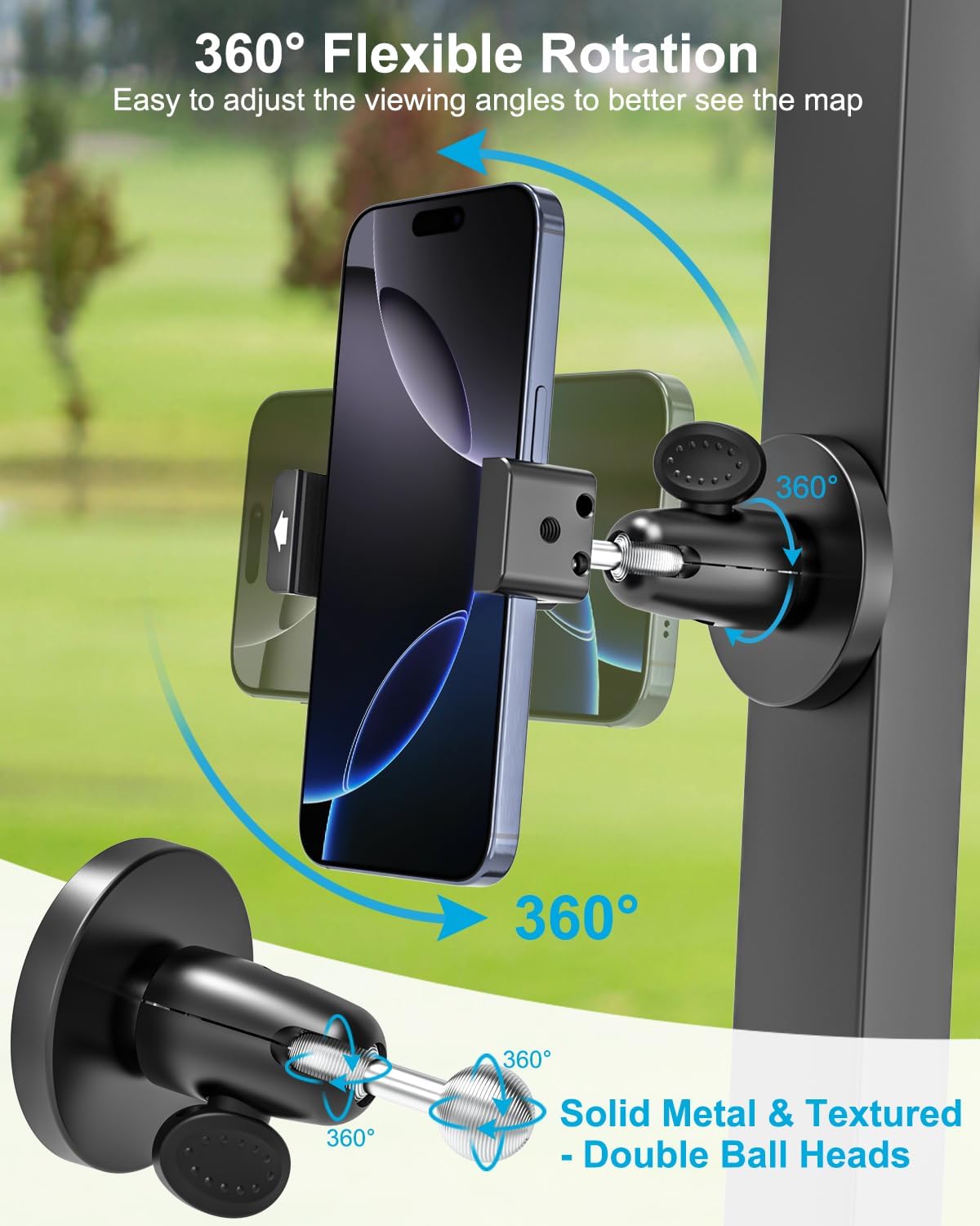 Magnetic Golf Cart Phone Mount, [Sturdy Metal Clip] Magnet Base Cell Phone Holder for EZGO/Club Car/Yamaha/Icon, Magnet Golf Cart Stand for iPhone 17 16 15 14, Galaxy S/A, All 4-7" Phone