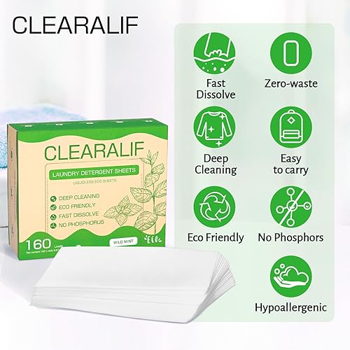 Miniatura 82 de CLEARALIF Sábanas de detergente para ropa de hasta 160 cargas, lino fresco, ideal para viajes, apartamentos, dormitorios, tiras de detergente