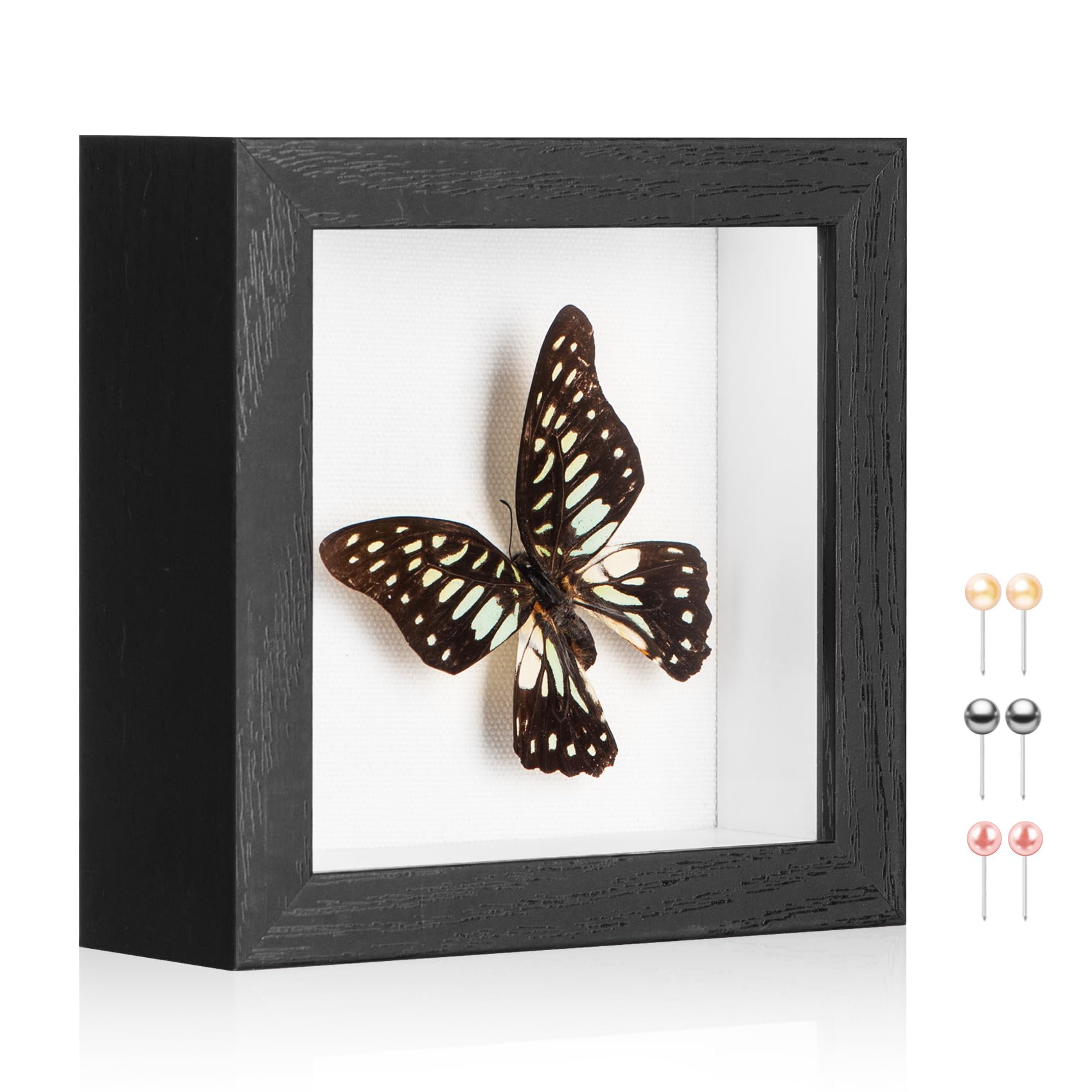 MUXIUNT 3d Deep Shadow Box Frame 4x4in with Real Glass Panel and Soft Linen Back, 4x4in(10.16x10.16cm) Black 3d Deep Picture Photo Frames Box Display Nsect Specimen Baby Wedding Graduation Souvenir — image 1