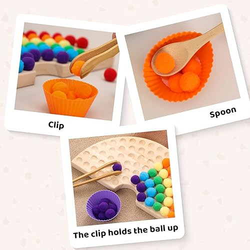Miniatura 7 de Juego de cuentas de tablero de madera de pino arco iris laberinto Montessori clasificación de colores juguetes para niños pequeños 1-3 juego de