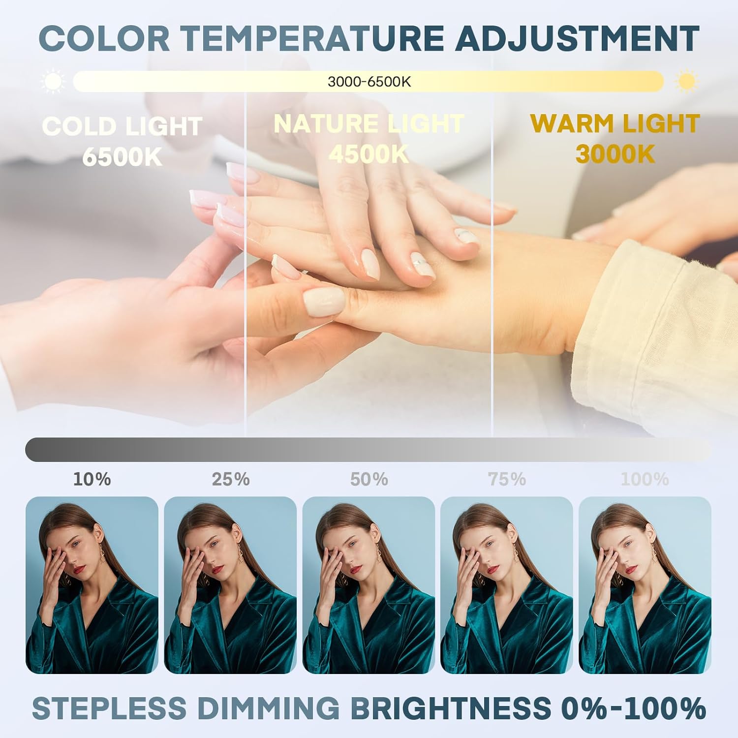 MYSWEETY Foldable Half Moon Nail Desk Lamp, 23 Inch Lash Tech Light with Phone Holder, Estheticians Table Lamp for Tattoo, Lash Eyelash Extension, Beauty