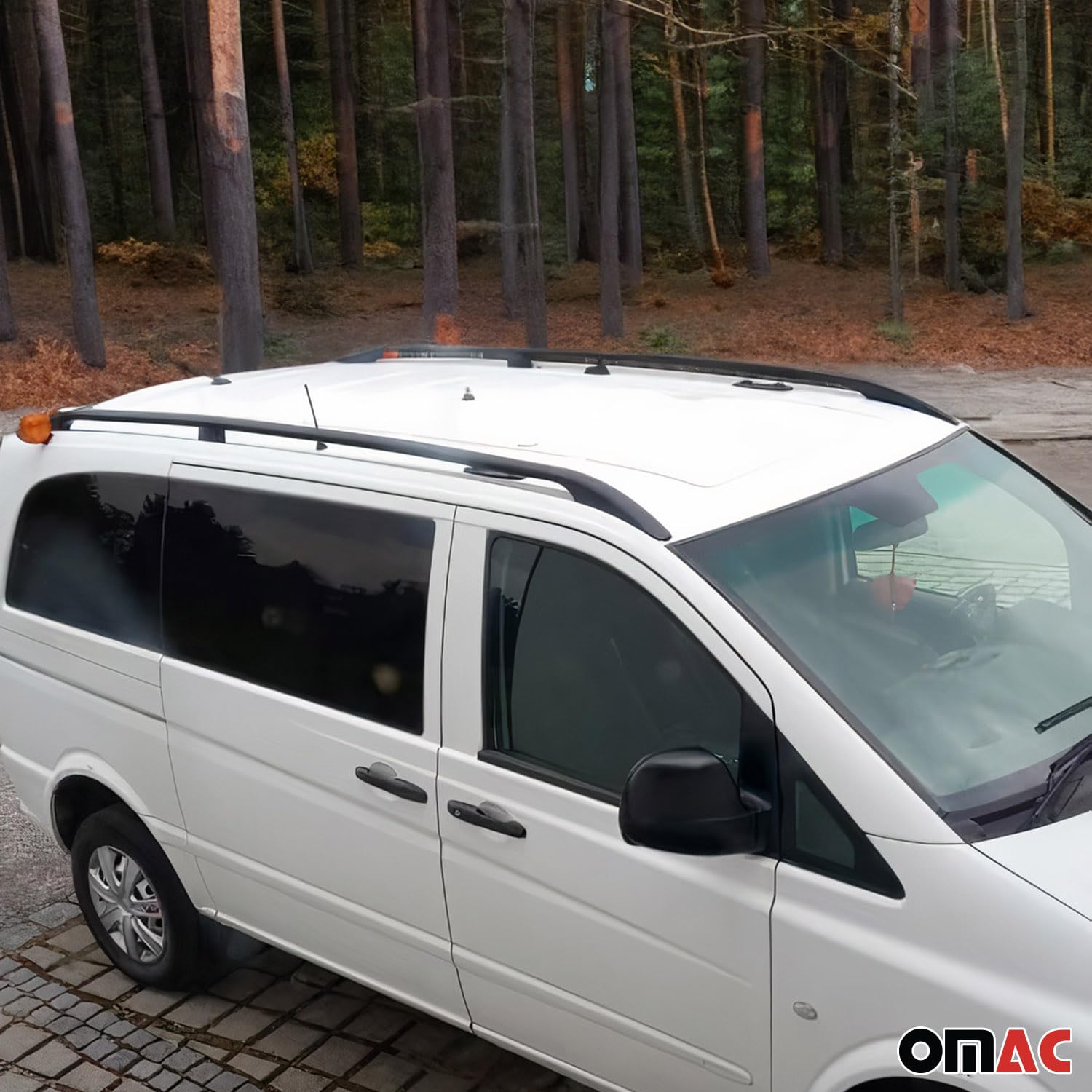 OMAC Dachreling Dachgepäckträger kompatibel mit VW Caddy 2010-2020 L1 Kurz Alu Schwarz