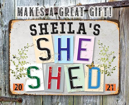 Vista 103 de She Shed Sign - Blue - Metal Sign - Use Indoor/Outdoor Shed Art - She Shed Decor Gift, Funny Birthday Gifts for Women, Metal Shed Signs, Diva Den