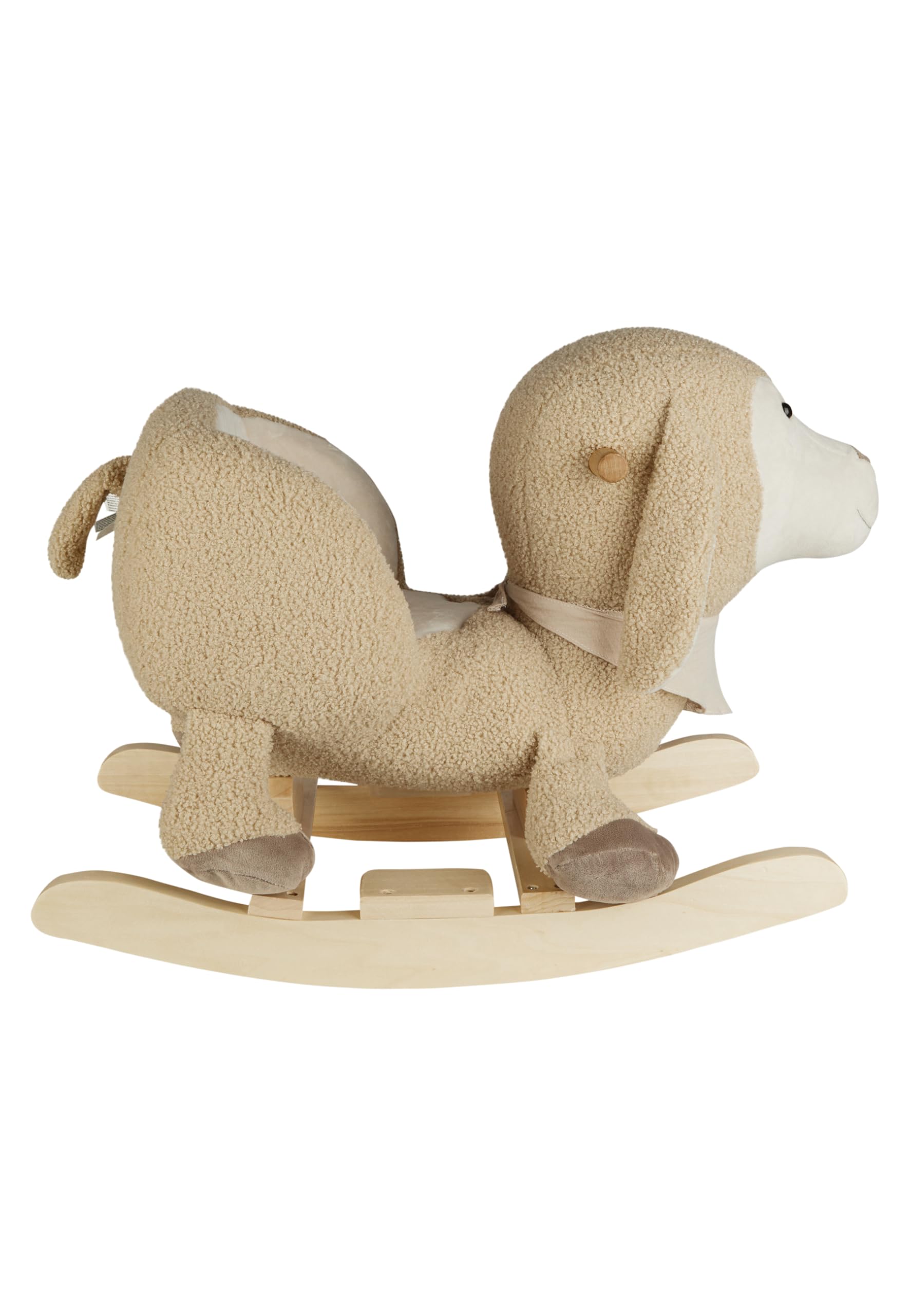Sterntaler Schaukeltier Schaf Flocke - Schaukeltier aus Plüsch mit weicher Sitzfläche - Schaukelpferd für Kinder mit Musselin Halstuch - Spielzeug Wippe für Baby und Kinder, beige