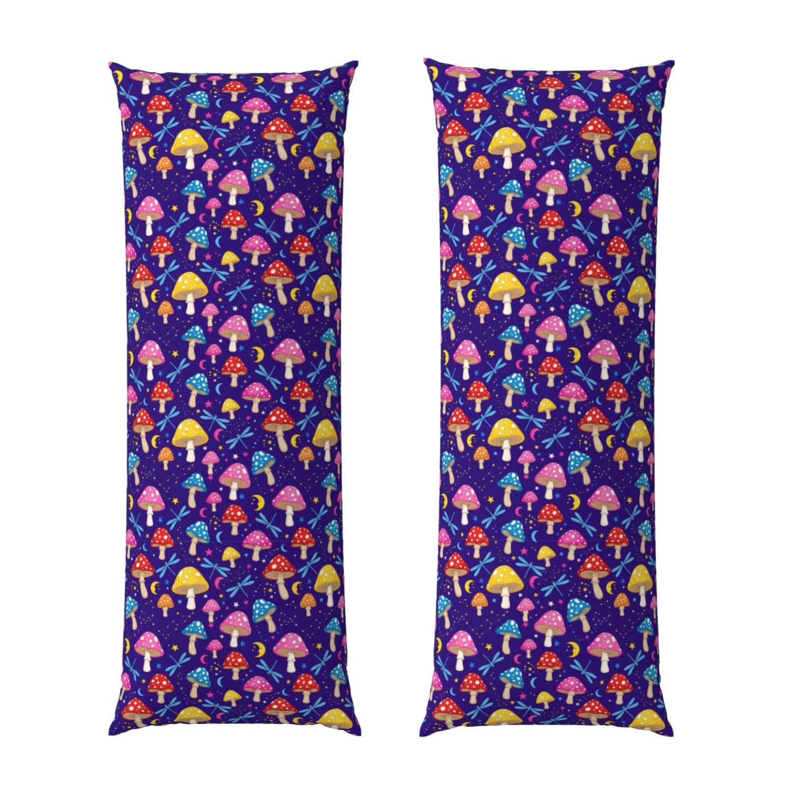 Body Pillow Cover 20x54 Inch, Vintage Trippy Moon Star Mushroom Retro, Soft Long Pillowcase with Hidden Zipper, Breathable Cushion Protector for Bed Couch Sofa Home