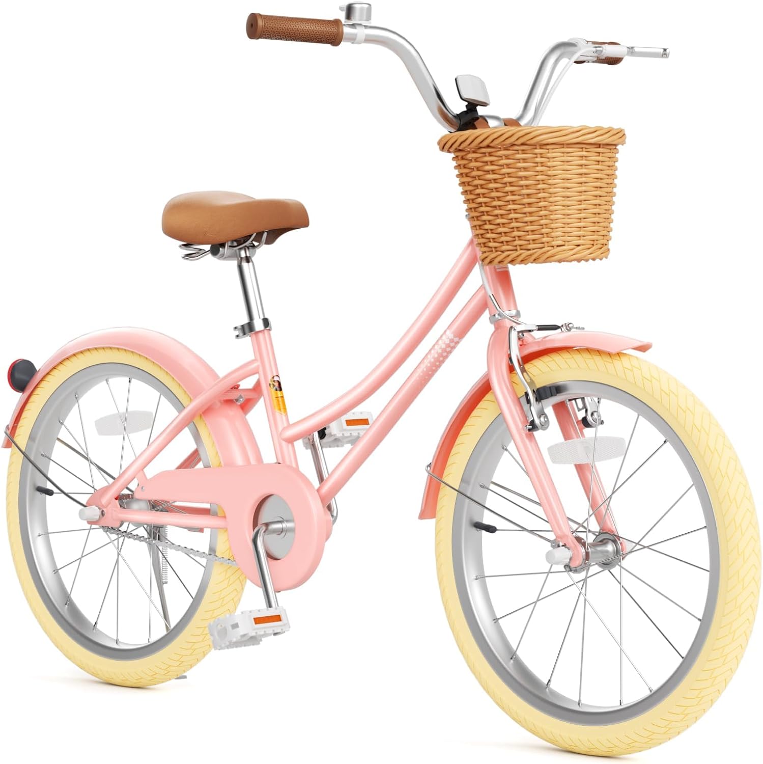 67i Girls Bike 12/14/16/20 Inch with Training Wheels, Adjustable for Ages 3-12, Basket, Bell, Padded Seat & Safety Brakes