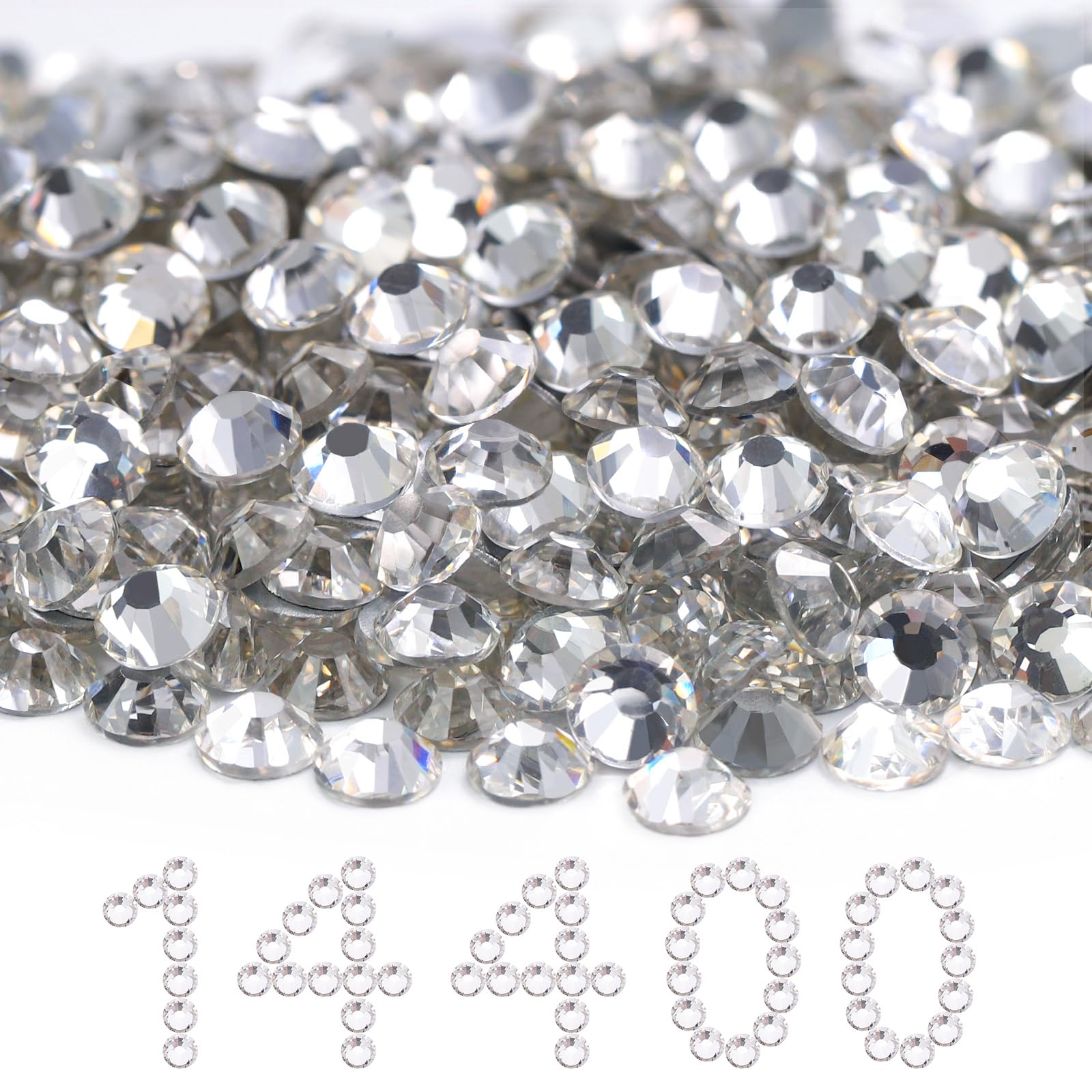 Flatback Rhinestones Bulk, 14400PCS Crystal Rhinestones for Clothes DIY Decoration Crafts, Crystal, SS20, 4.6-4.8mm